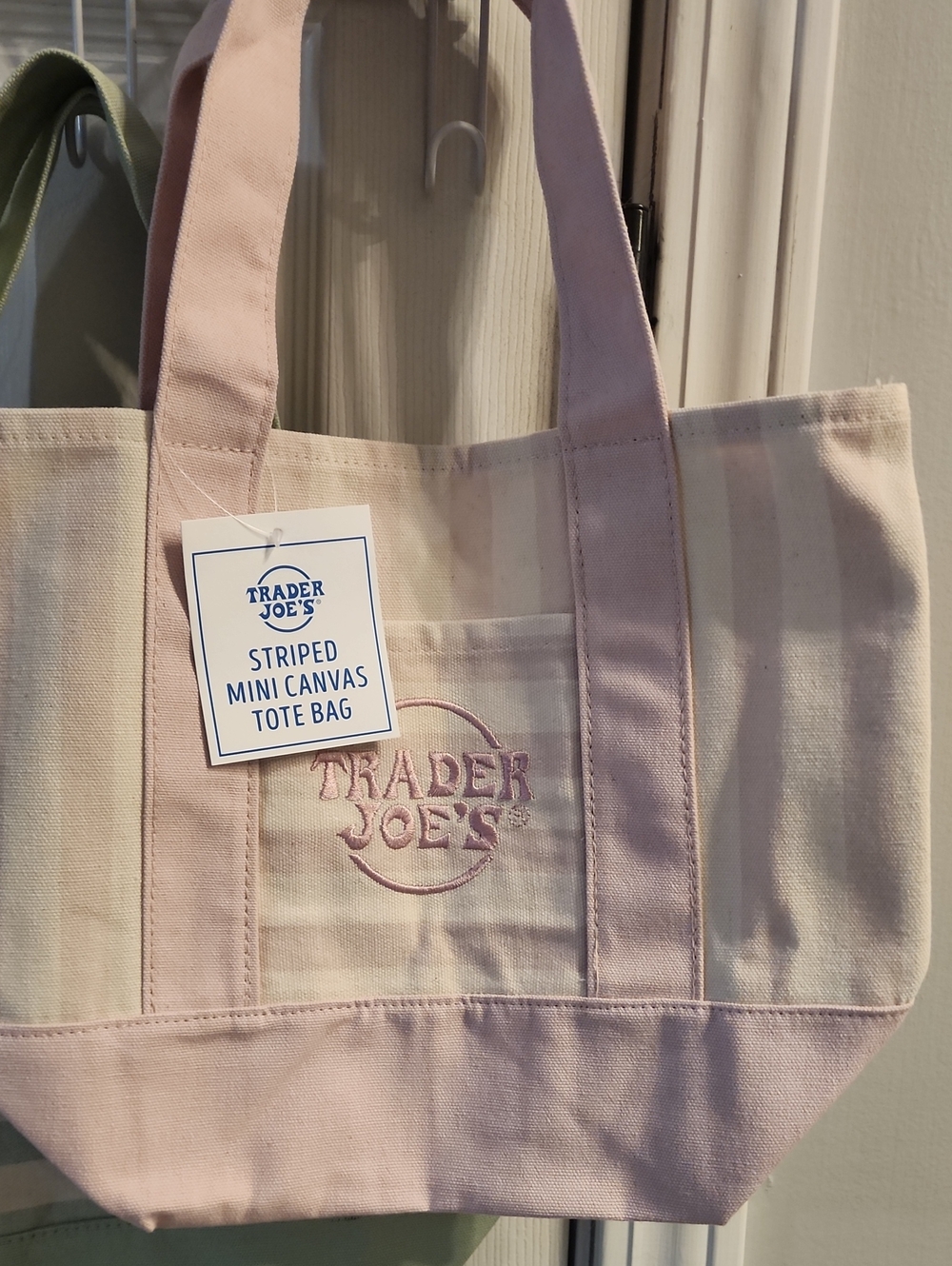 NWT Trader Joe’s Pastel Striped Mini Canvas Tote Bags (Set of 4) Summer 2026 - Picture 3 of 5